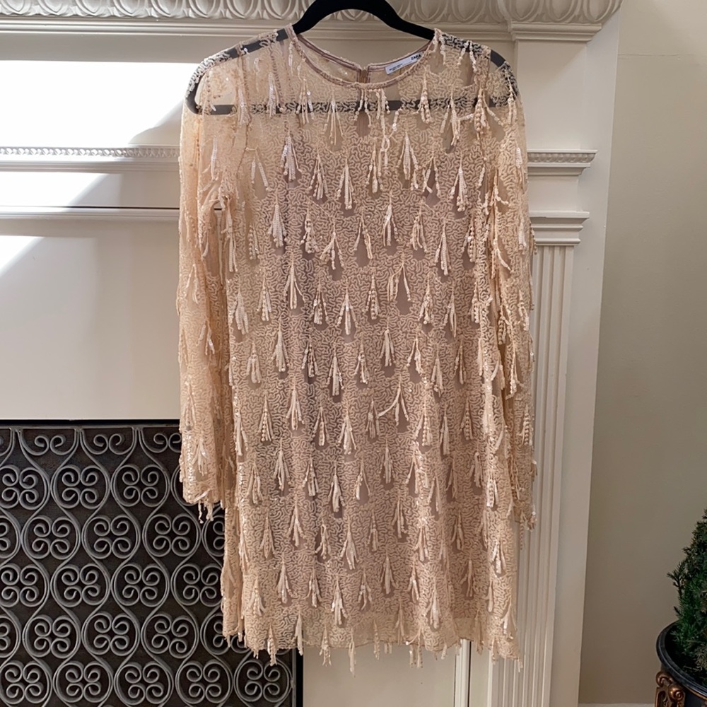 Zara nude mini dress with sequin detail- NEW- pristine- never worn